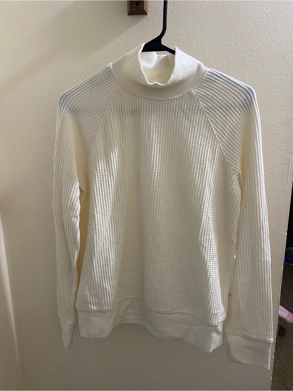 Cream Waffle-Knit Turtleneck Sweater